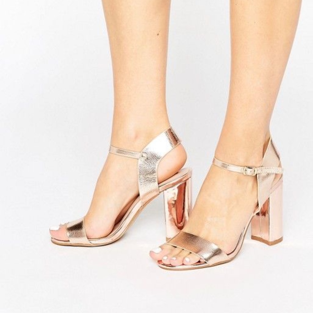 Rose gold sandal heels